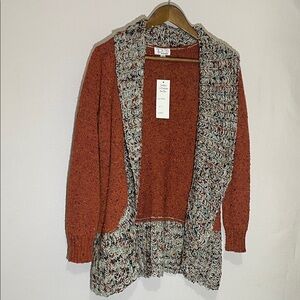 Ponesa Women's Rust and Multicolor Cardigan Sz Small